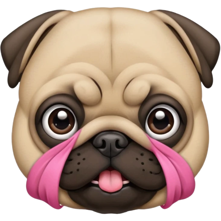 Pug  com um laço rosa na  cabeça emoji