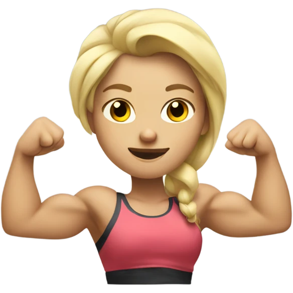 Blonde girl flexing muscles emoji