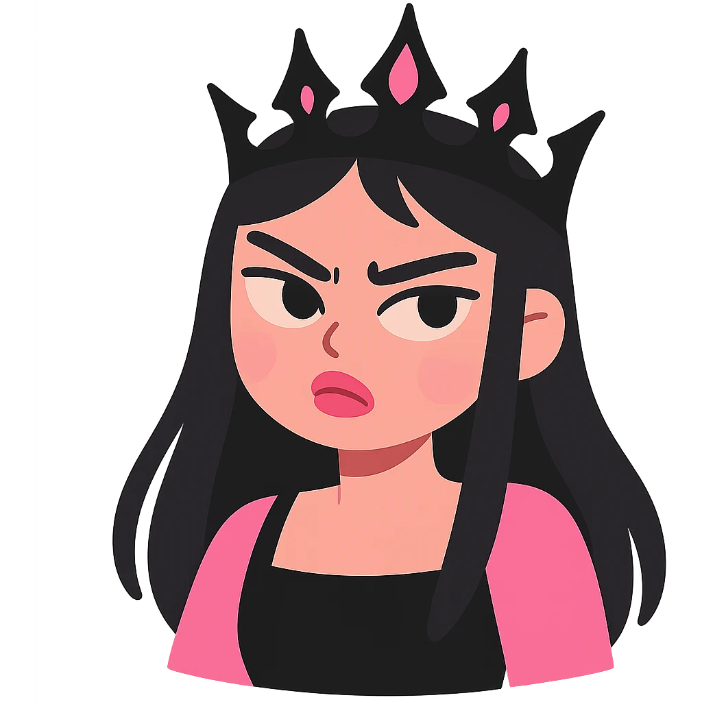 BLACKPINK-inspired gothic tiara, no hearts, soft and expressive, black and pink emoji