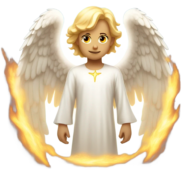 white angel, surrounded by fire
 emoji