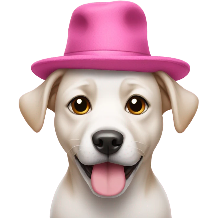 Dog wearing the pink hat emoji