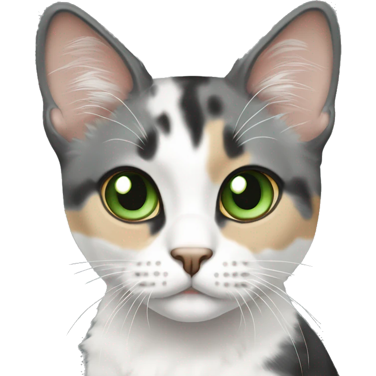 Dilute calico green eyes standing emoji