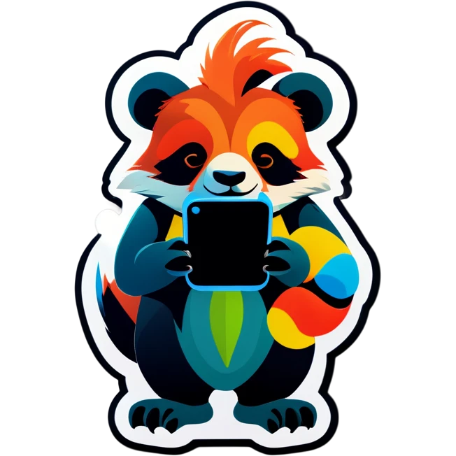 An animal using a cell phone emoji