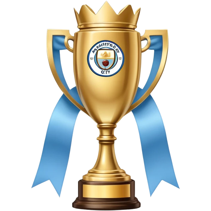 Trophy with Manchester City sky blue ribbons emoji