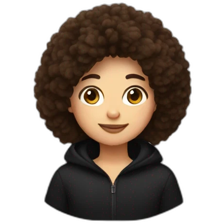 brown hair 30 year old in black fluffy fleece emoji
