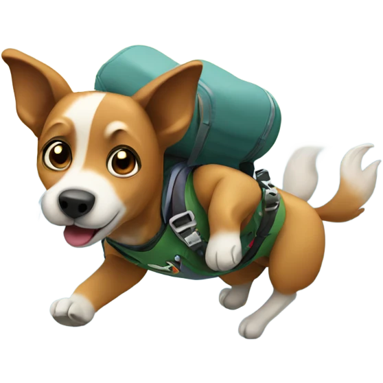 Dog skydiving over mountains emoji