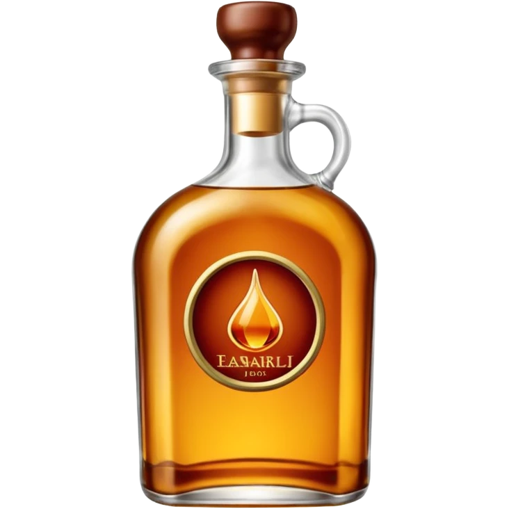 Envasado de botella de licor ocn boquilla de llenado y son logo en la botella emoji