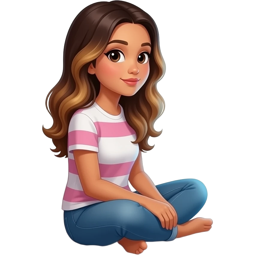 Beautiful Filipino woman beautiful eyes with long wavy hair balayage watching tv in bed side view emoji