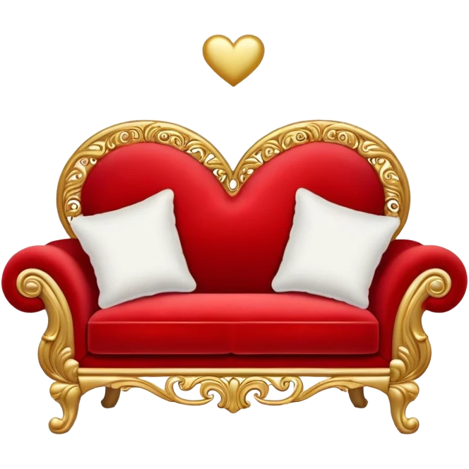 Romantic red and gold heart-couch emoji