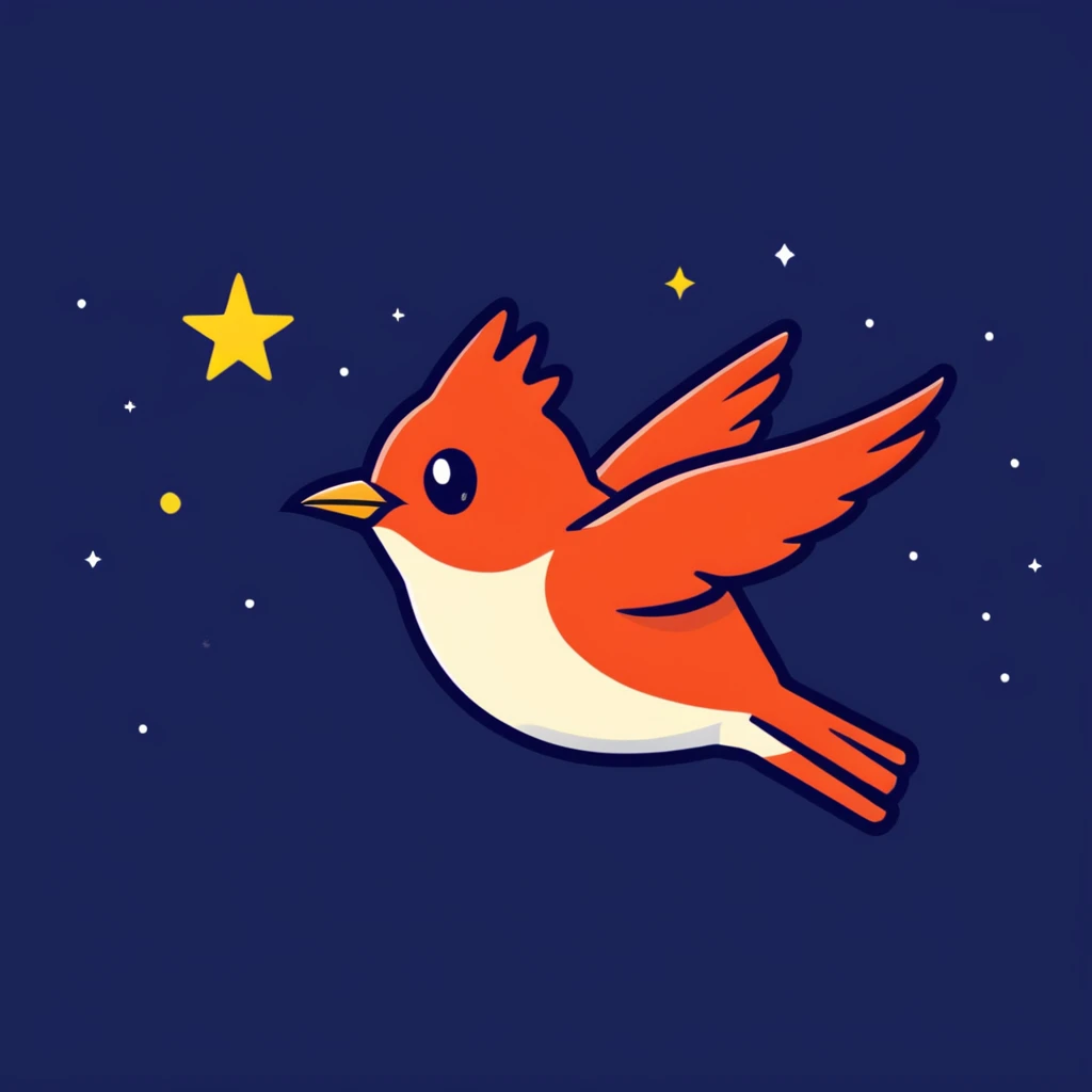 a nightingale bird flying against a dark starry night sky emoji
