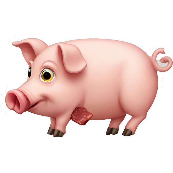 Pig eating meat emoji