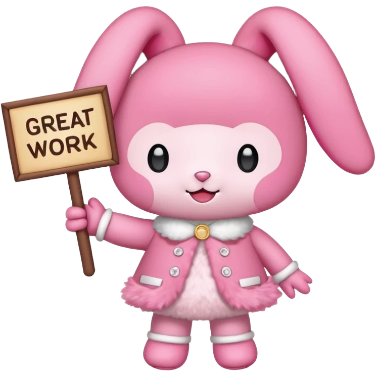 mymelody with sign that says great work emoji