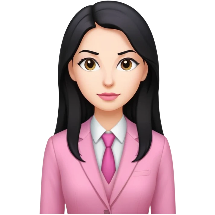 Business chlothes pink woman caucasian long black hair girl emoji