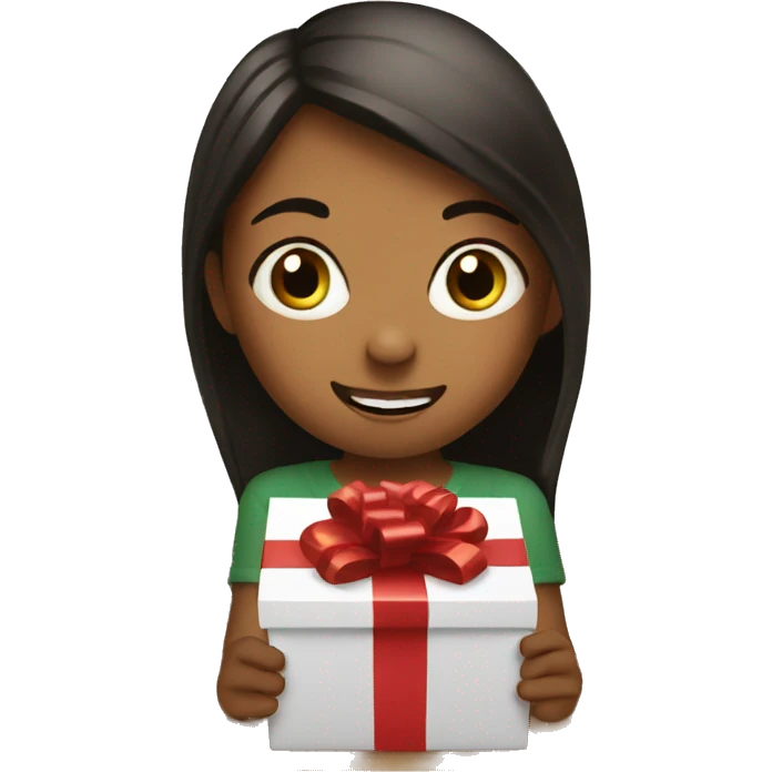 Little sister opening a Christmas present emoji