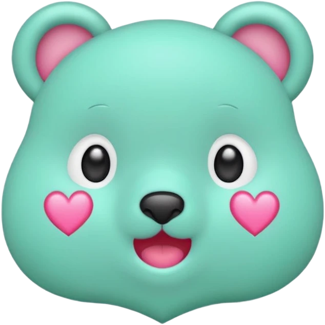 Oso gummy color verde agua  corazón rosa kawaii emoji