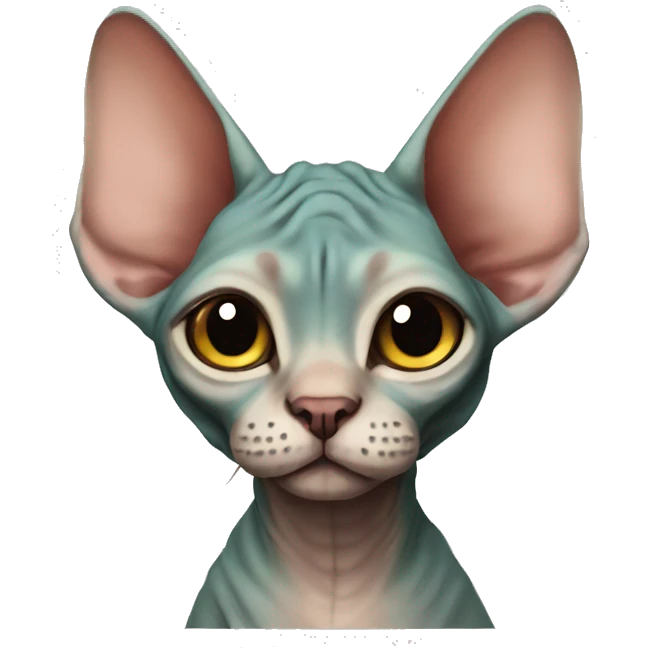 Sphynx-cat in costume of dinosaur emoji