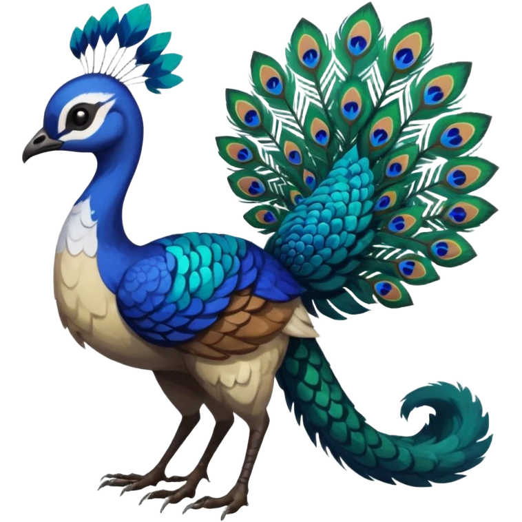  beautiful handsome gorgeous aesthetic colorful vibrant Vernid-Trico-species-Fakemon-creature by LiLaiRa, 4 legs, 1 tail, random markings, (full body) with a peacock-feather-tail emoji