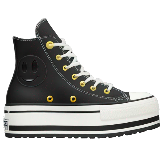 Black platform converse platform shoes hike  emoji