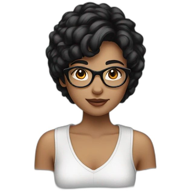 Girl black hair eyeglasses emoji