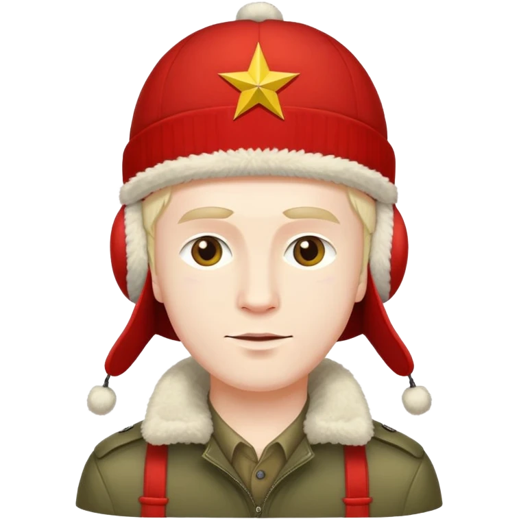 a typical Soviet man with an earflap of the USSR symbols emoji