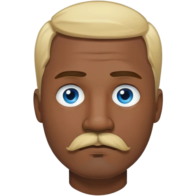 "- Nam
- 40 tuổi
- Da đen
- Tóc vàng 
- Mắt xanh nước biển, có ria
- Mặt buồn
" emoji