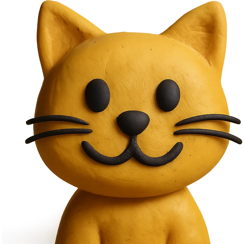 A cute cat emoji in the style of claymation. emoji