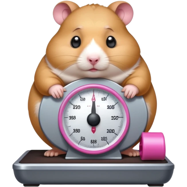 fat hamster big belly stepping on a broken scale looking guilty emoji