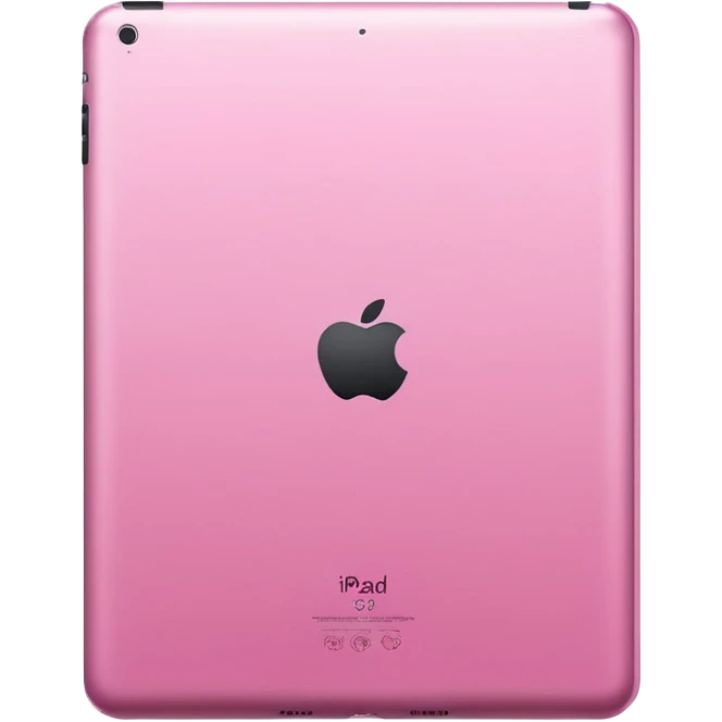  pink iPad (Apple tablet) with sleek metallic finish, minimal and modern design, soft reflections, isolated on transparent background, realistic style" emoji