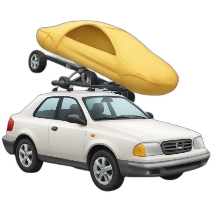 Une voiture avec des roues emoji