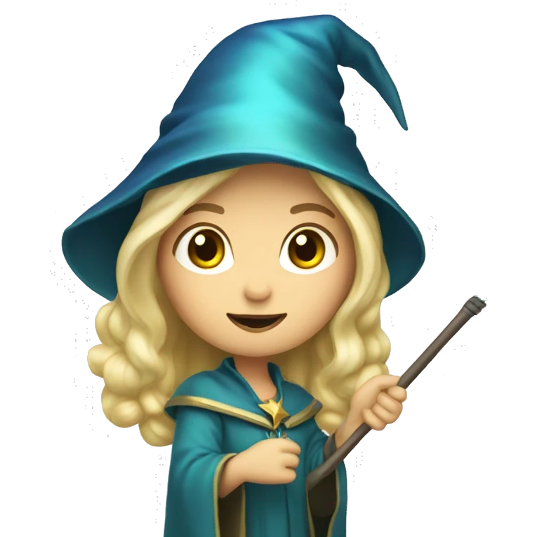 Blonde female wizard with iridescent star wand emoji