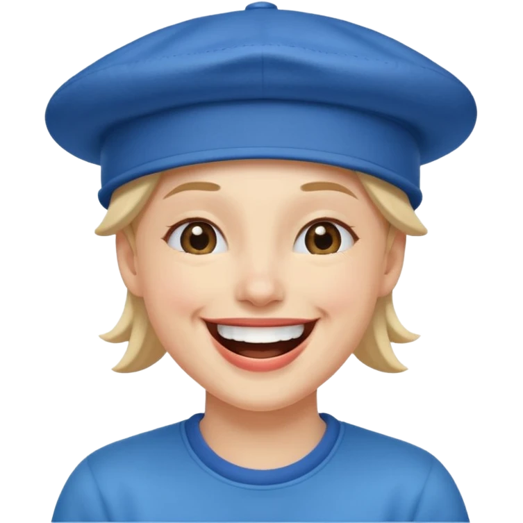 A laughing person wearing a blue hat emoji
