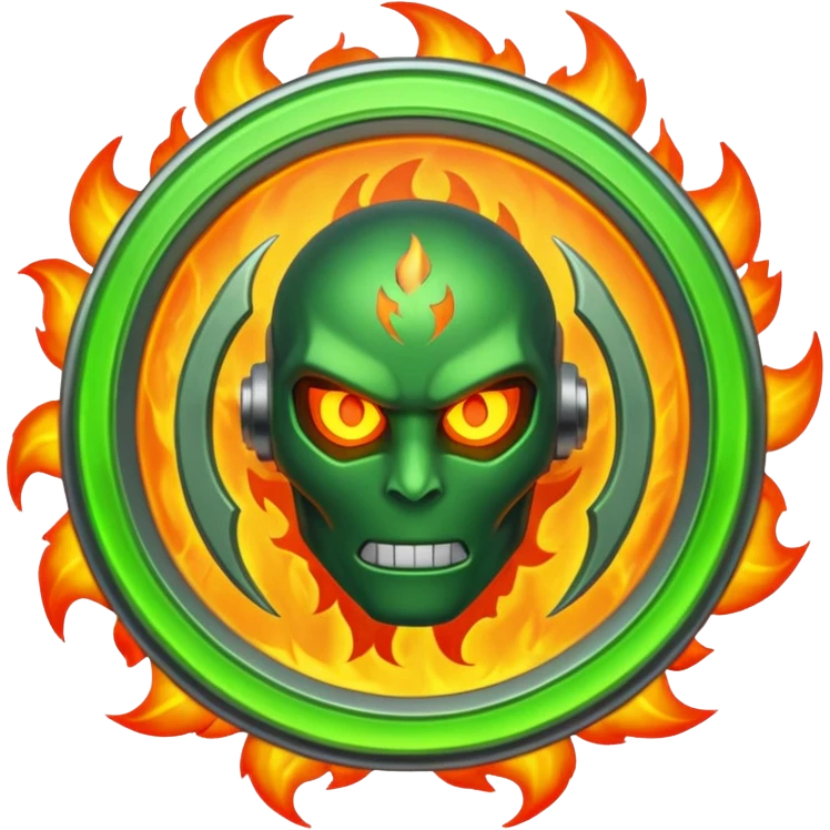 The Omnitrix from Ben 10 with a fiery guy in the middle emoji