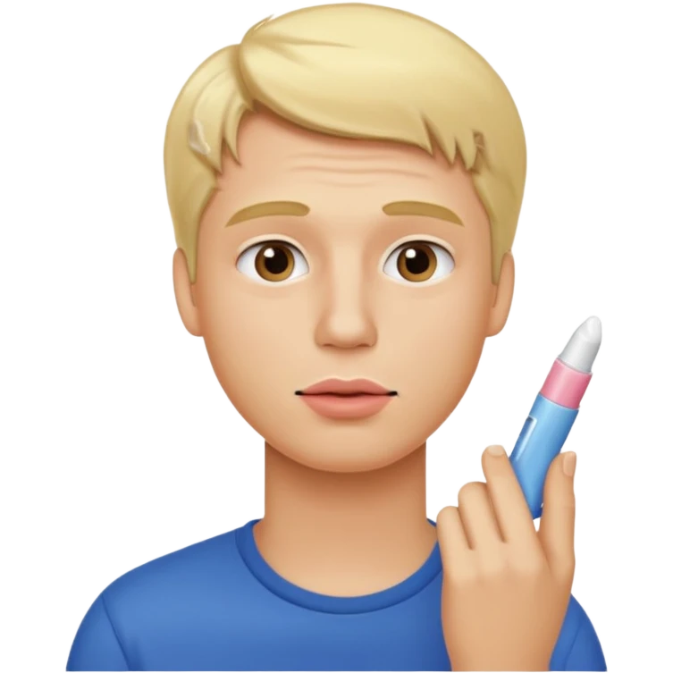 blonde man using chapsitck emoji