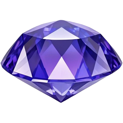 Faceted round tanzanite with deep violet-blue tones and holographic sparkle emoji