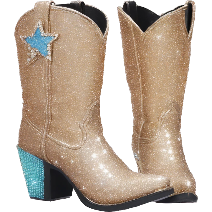 Diamond bedazzled glitter cowboy boots Betsy Johnson emoji