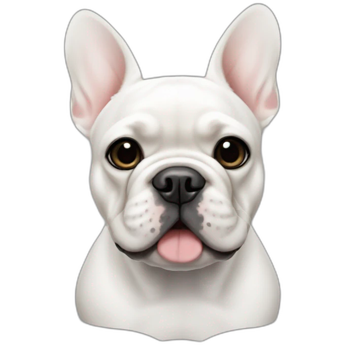 White French bulldog with black on the right side, black eyes emoji