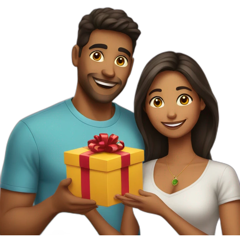 latin couple opening gift emoji