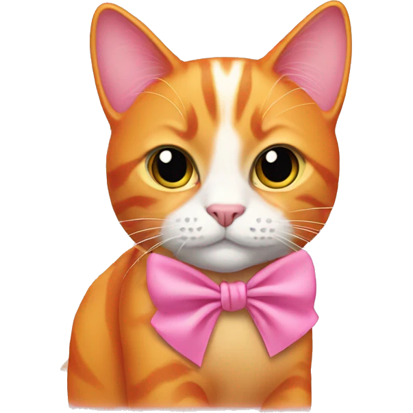 orange cat wearing pink bow emoji