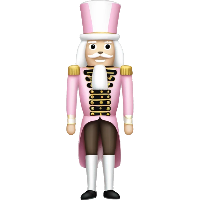 Full body pastel pink Caucasian nutcracker with long white hair and hat emoji