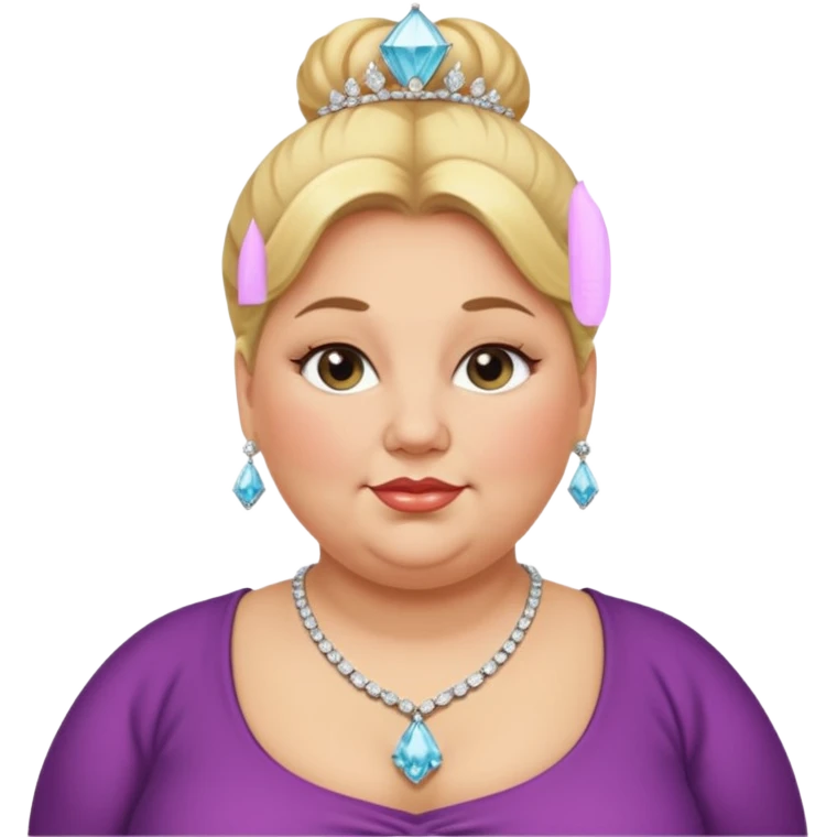 very obese rich blonde bun haired woman emoji