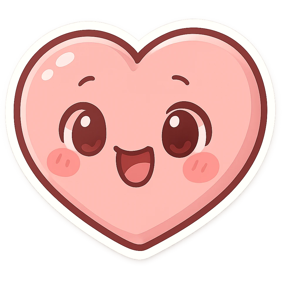 pink heart, cute and expressive, chibi style sticker emoji