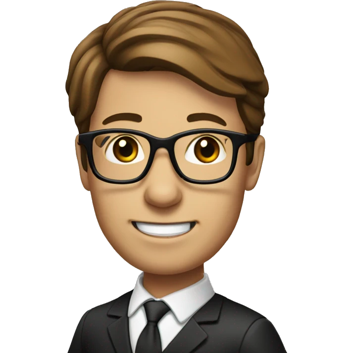 Head of a Lawyer with glasses,brown hair and smil emoji