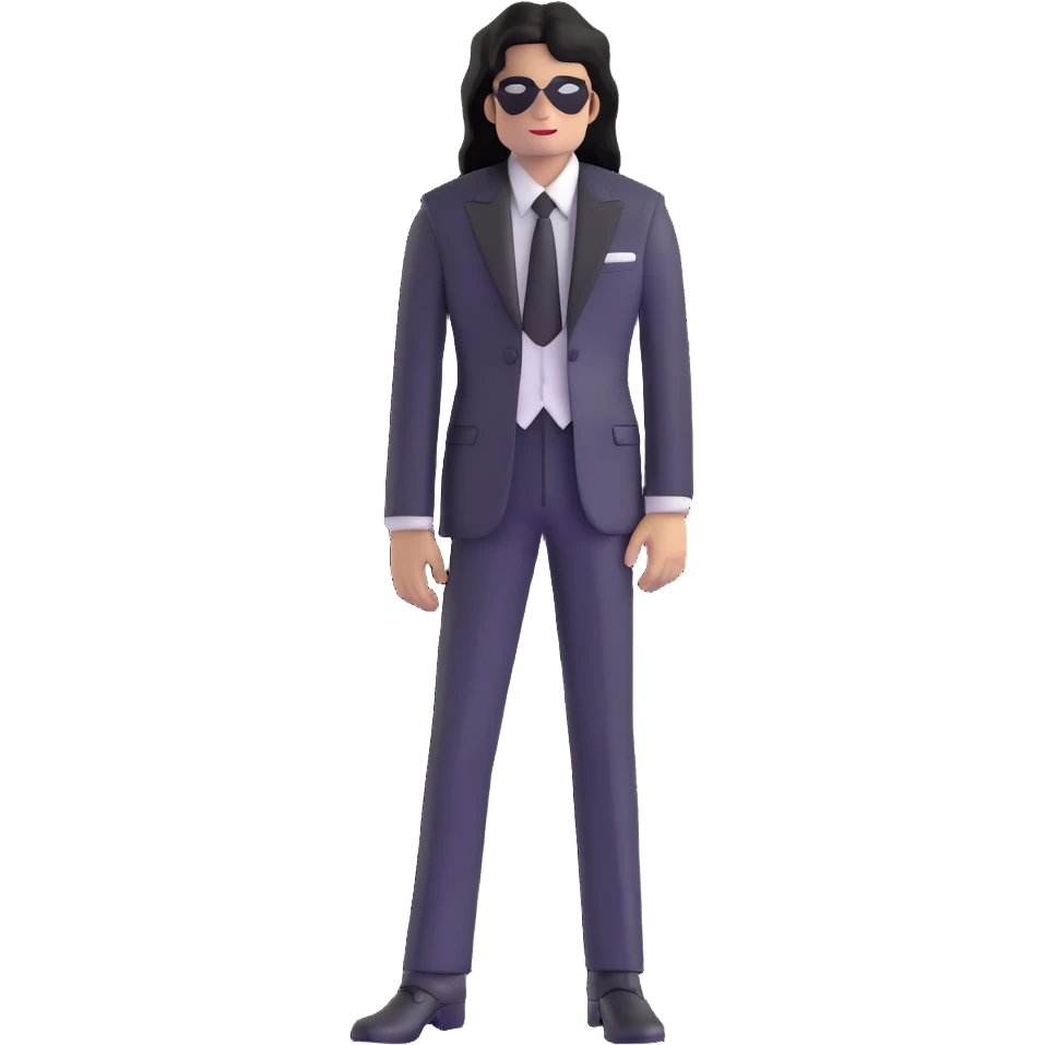Michael Jackson with long hair in black suit emoji