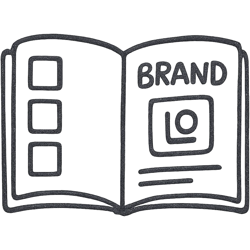 Brand Guidelines Book / Open Book with Swatches and Logo emoji