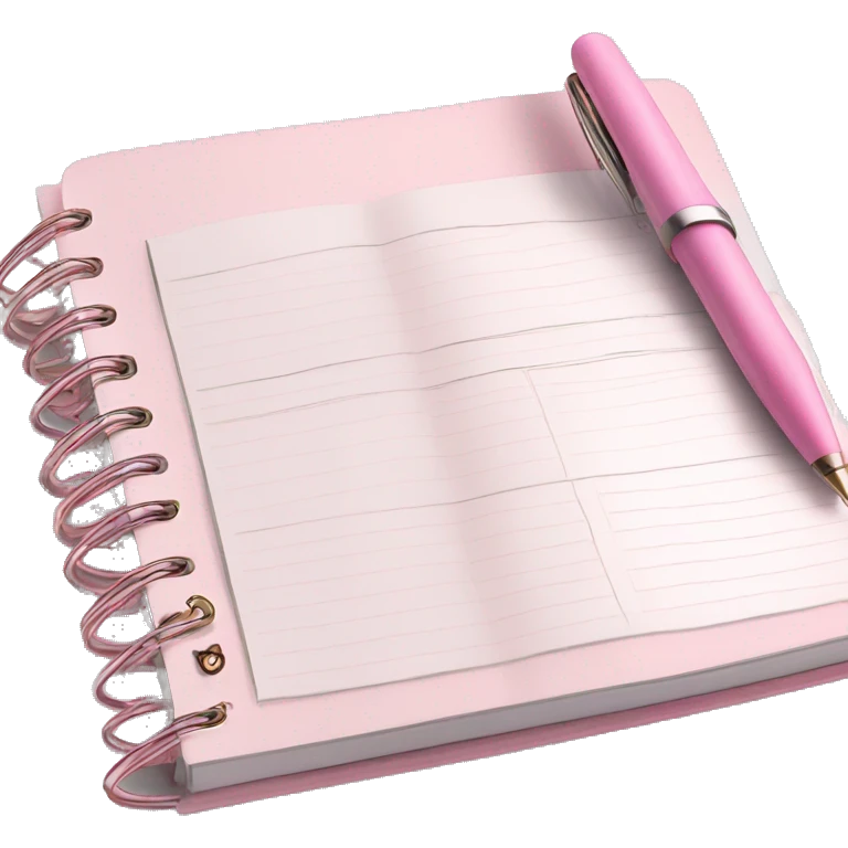 Light Pink Planner open notebook with pink pen emoji