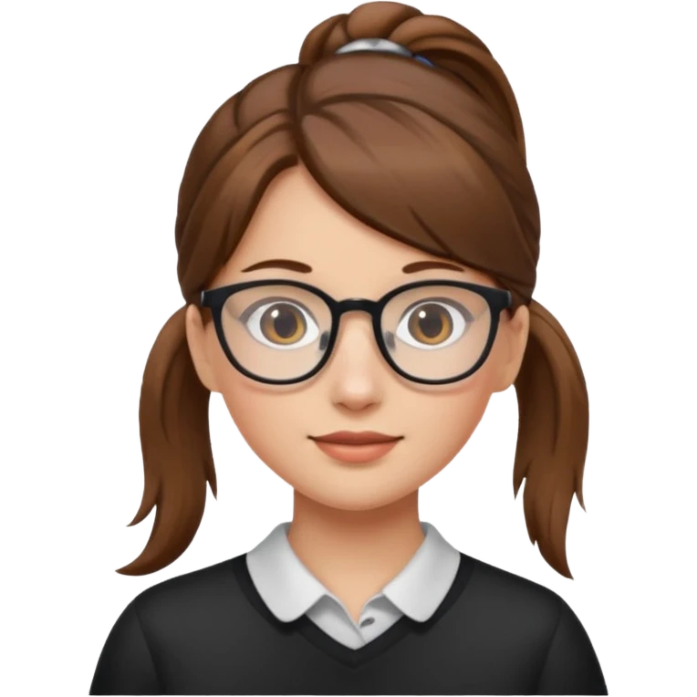 brown haired Ponytail Girl with Glasses emoji