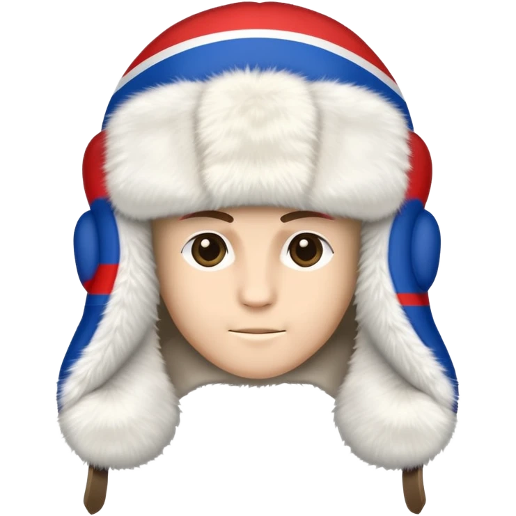 Ushanka hat with Russian flag emblem, furry winter hat with ear flaps down emoji
