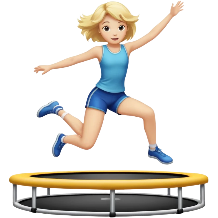 Trampoline with blonde girl jumping emoji