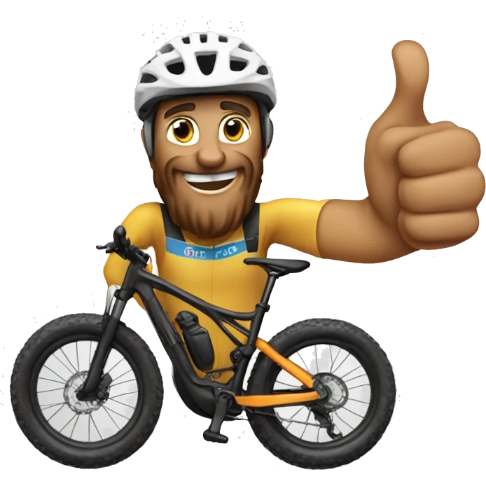 close up of mountain biker with thumb up emoji