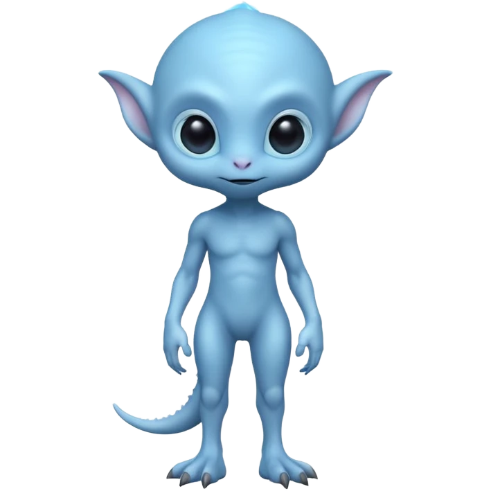 full body cute humanoid peacefull alien furry with 2 legs and eye stalks stands upright and looks intelligent ...wears clothing. not green..looks happy and cudly emoji
